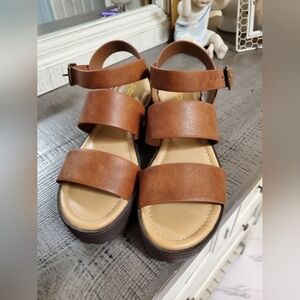Soda Brown Sandals Classic Two-Strap Design